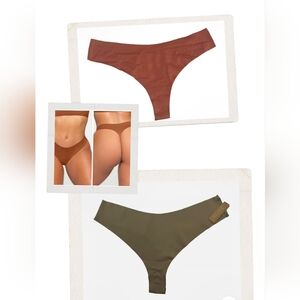 2pcs SKIMS Naked Dipped Seamless Thong In SAFFRON & DESERT 2X NWT